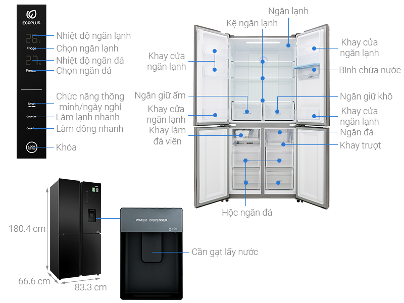 Tủ lạnh Aqua 456 lít AQR-IGW525EM