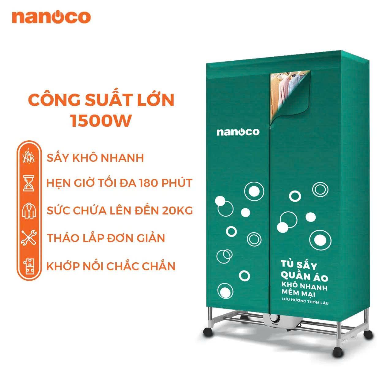 Tủ sấy quần áo Nanoco NCD1502
