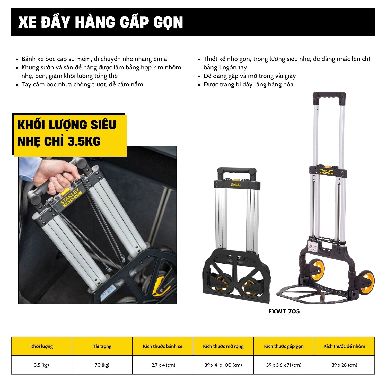 Xe đẩy hàng 2 bánh Stanley Fatmax – USA FXWT-705