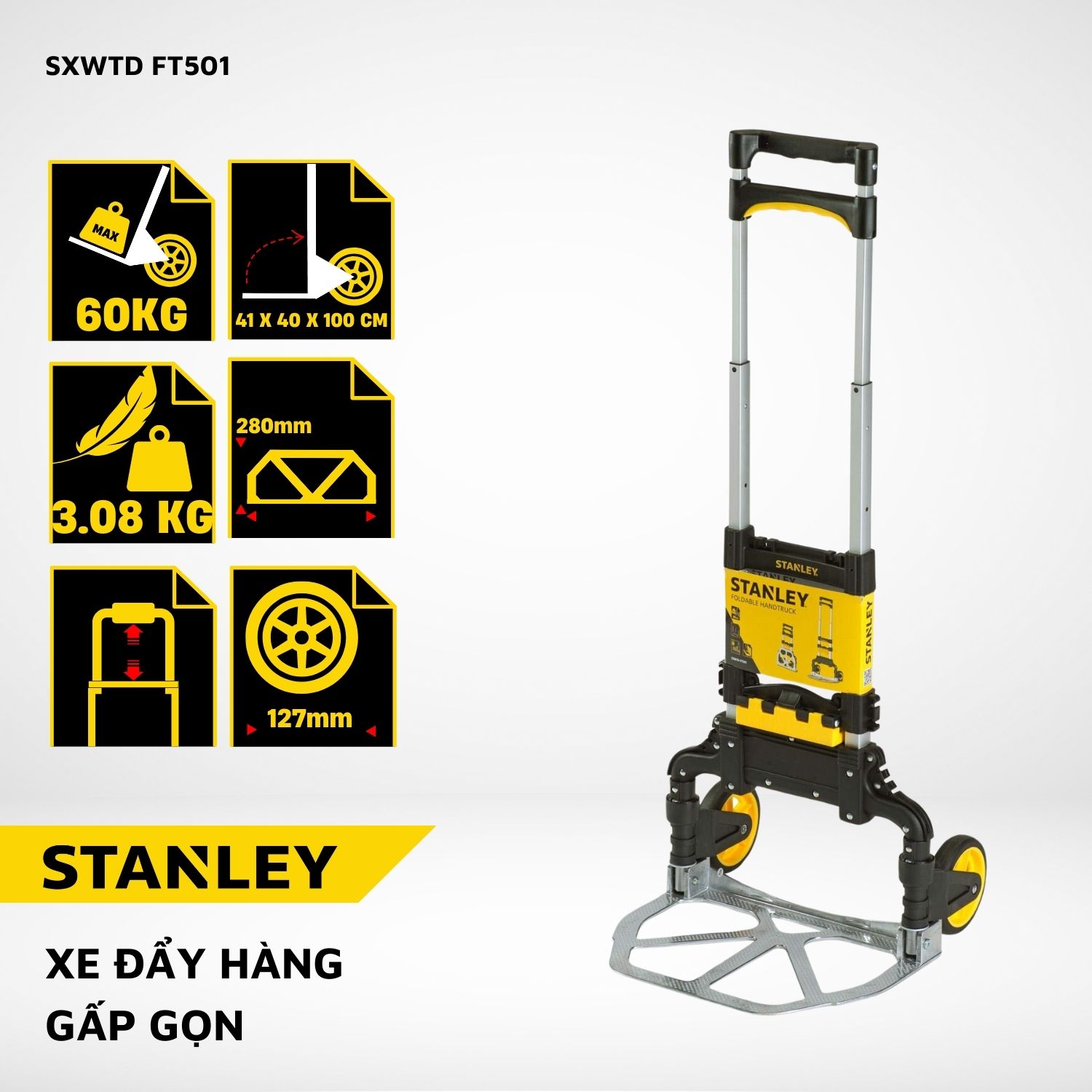 Xe đẩy hàng 2 bánh Stanley FT501