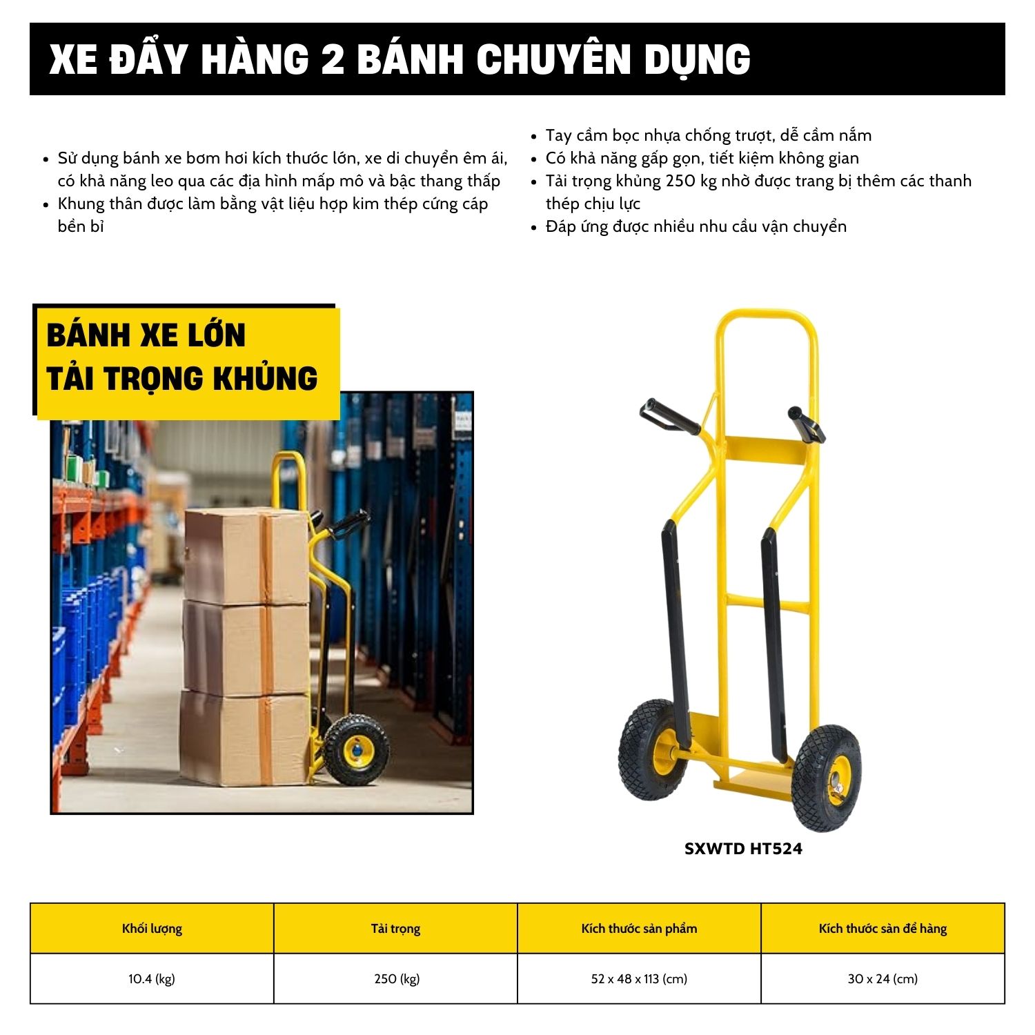 Xe đẩy hàng 2 bánh Stanley HT524