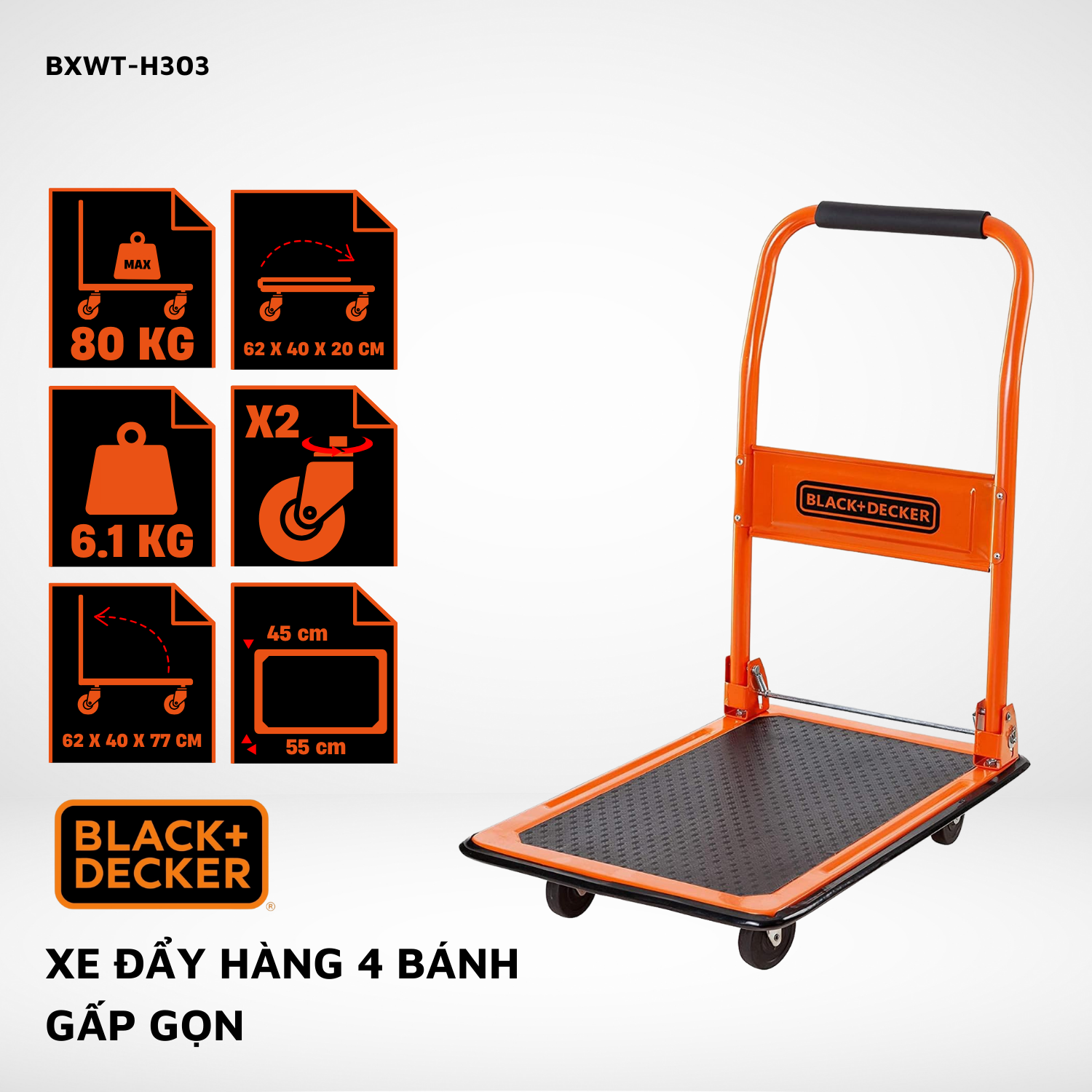 Xe đẩy hàng 4 bánh Black&Decker H303