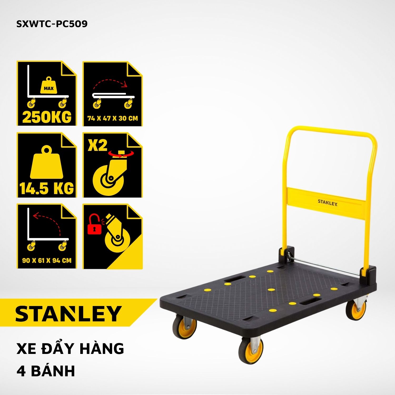 Xe đẩy hàng 4 bánh Stanley PC509