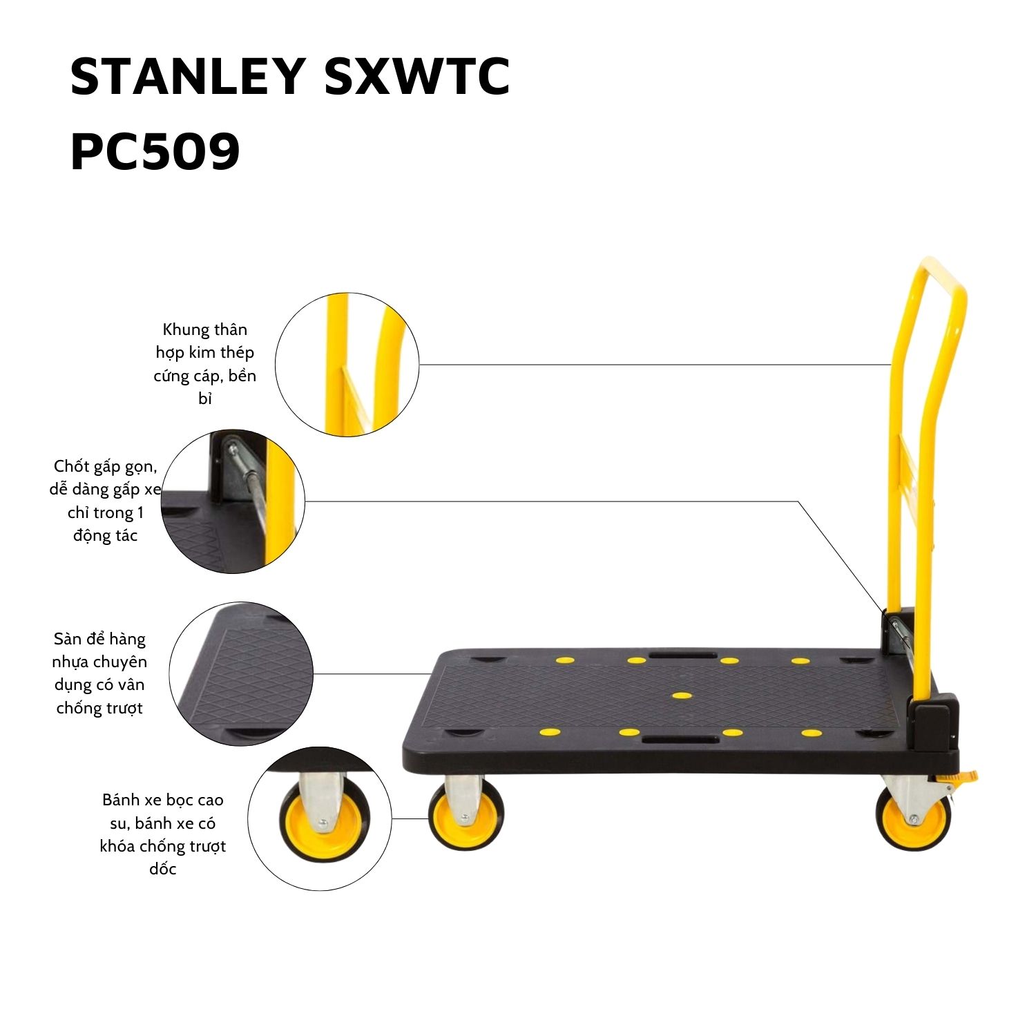 Xe đẩy hàng 4 bánh Stanley PC509