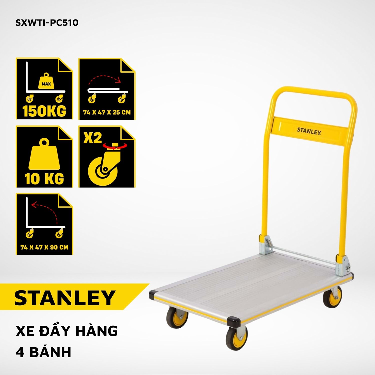 Xe đẩy hàng 4 bánh Stanley PC510