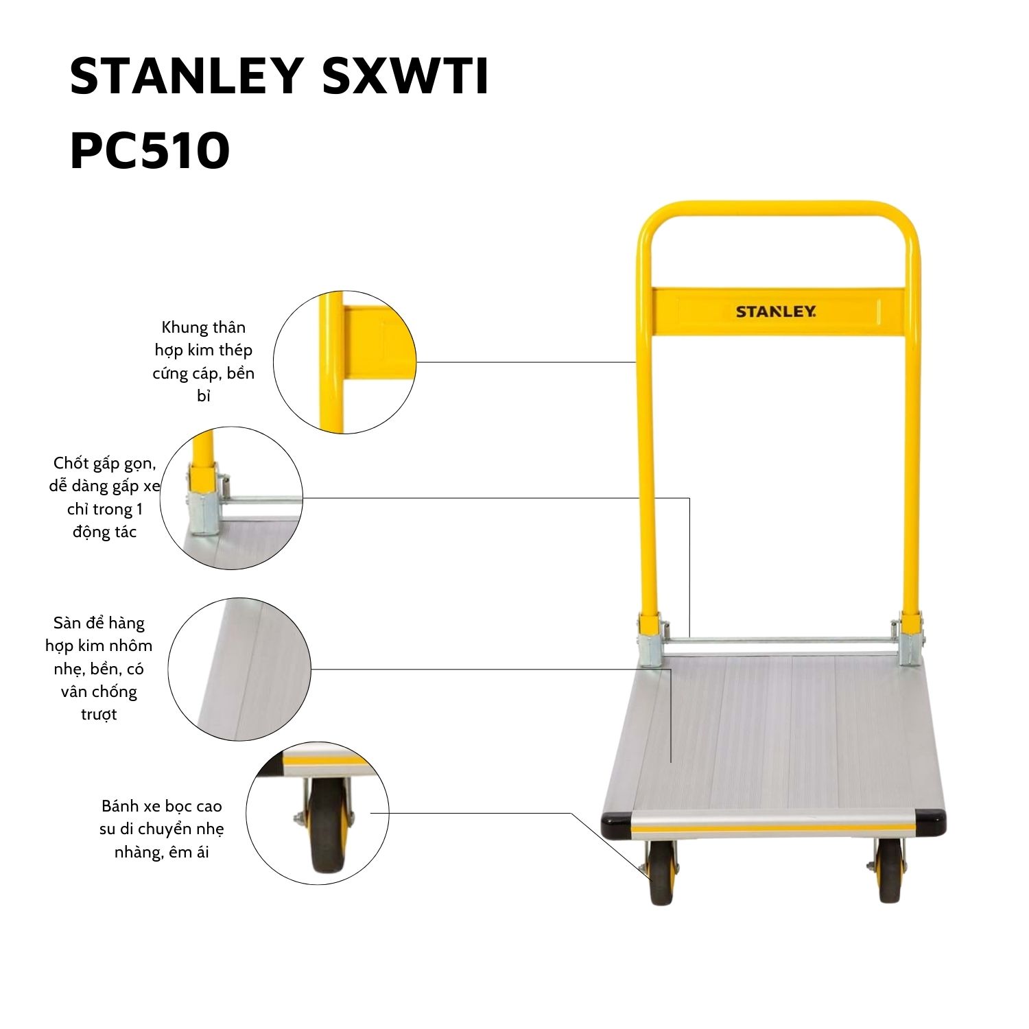 Xe đẩy hàng 4 bánh Stanley PC510