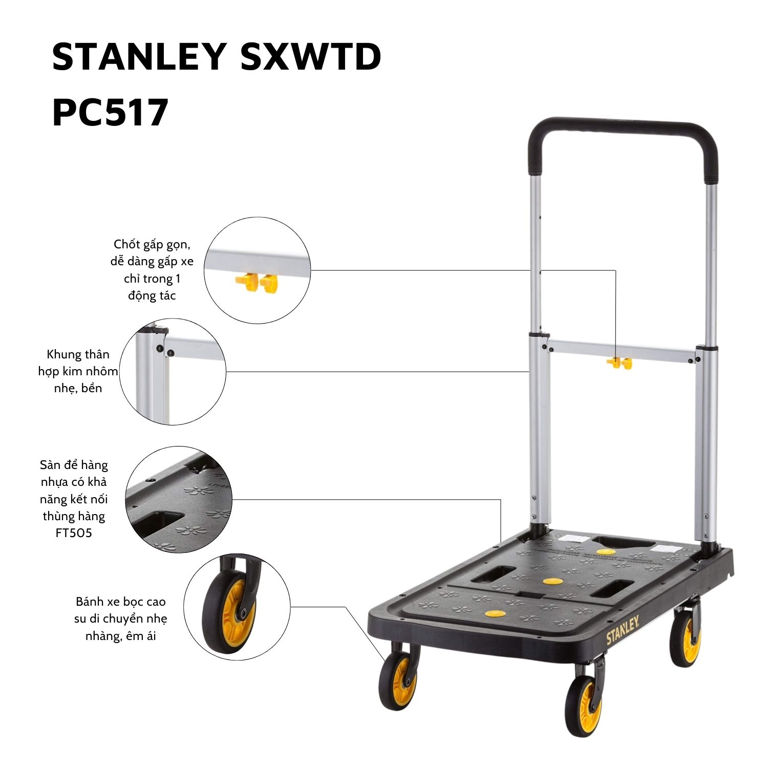 Xe đẩy hàng 4 bánh Stanley PC517