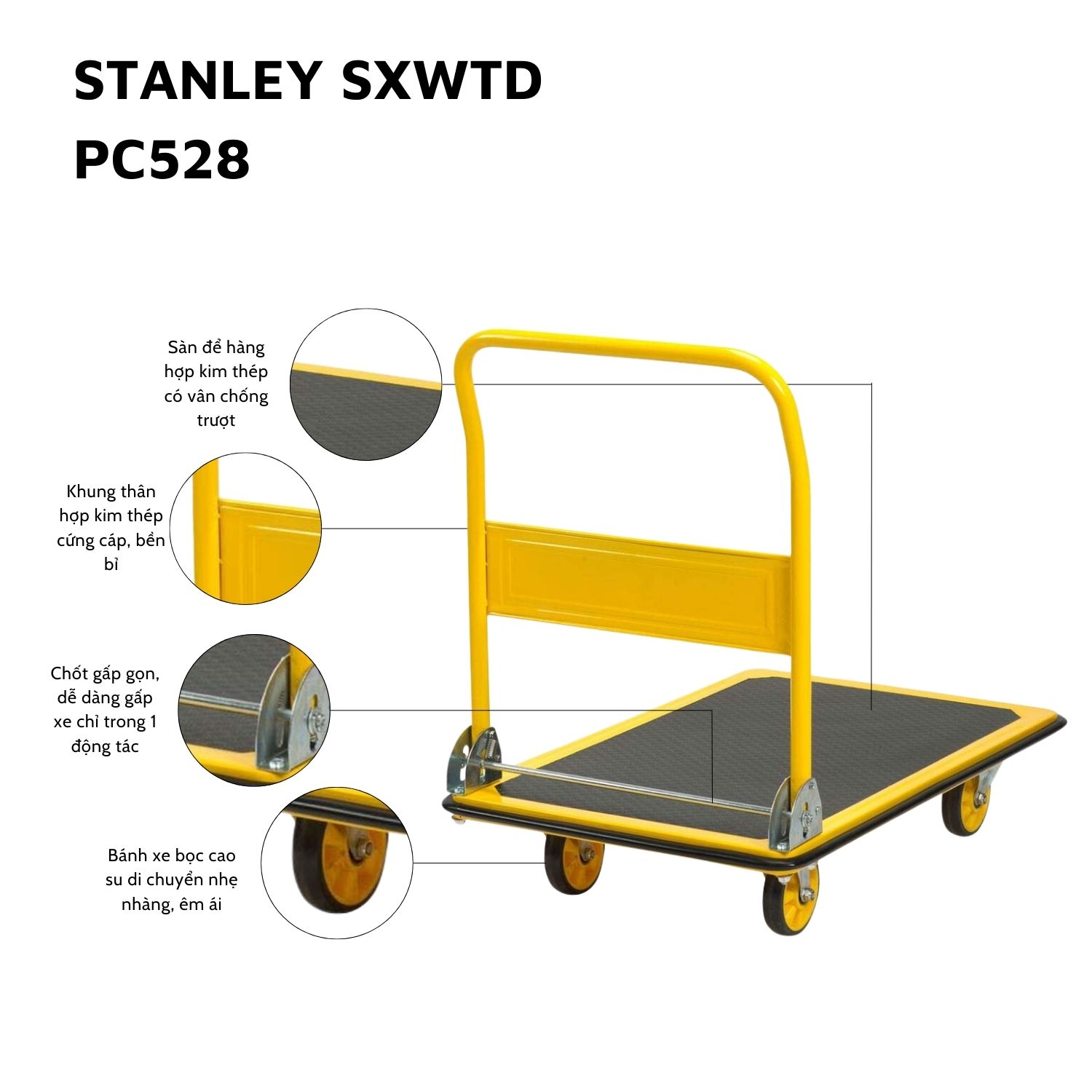 Xe đẩy hàng 4 bánh Stanley PC528