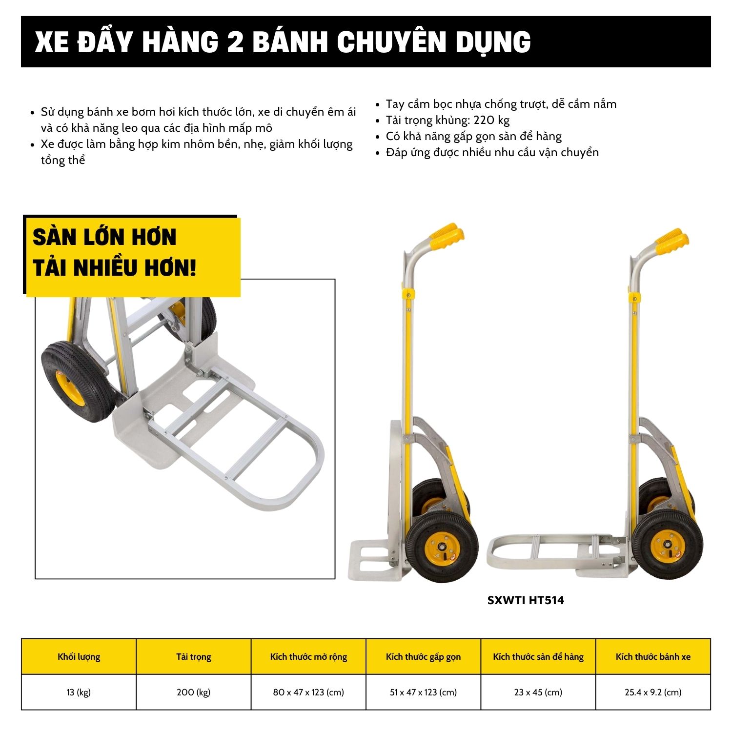 Xe đẩy hàng bằng tay 2 bánh Stanley HT514