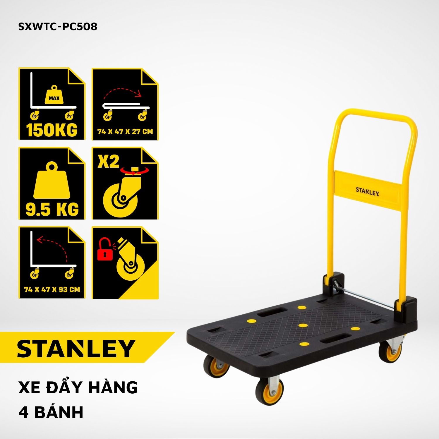 Xe đẩy hàng bằng tay 4 bánh Stanley PC508