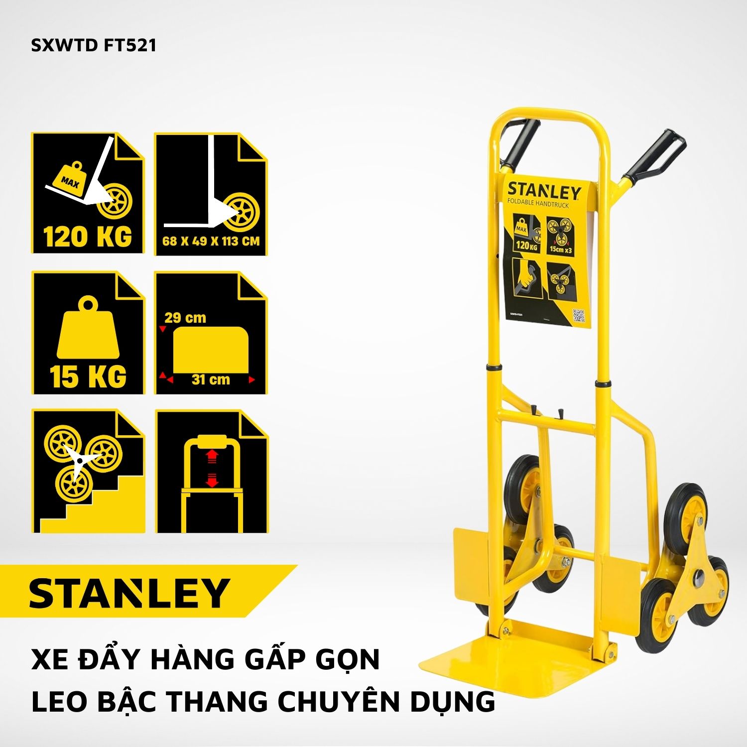 Xe đẩy hàng leo bậc thang Stanley FT521