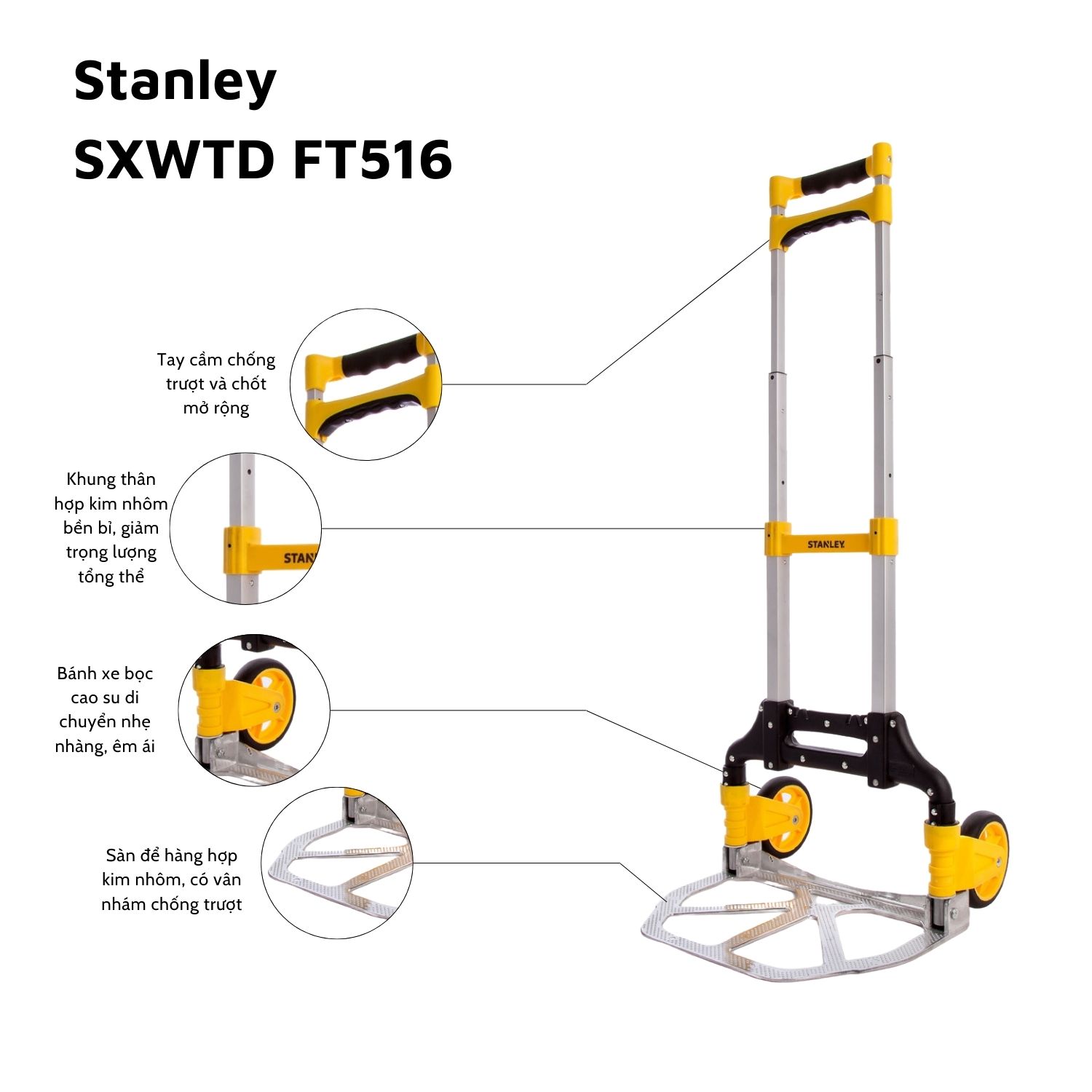 Xe đẩy tay 2 bánh cao cấp Stanley FT516